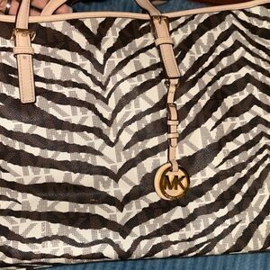 Michael Kors Black and Cream Zebra Tote